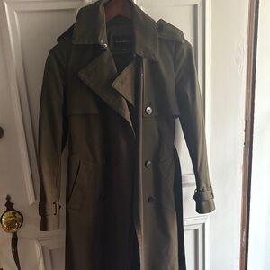 Olive Double-Breasted Trench Coat